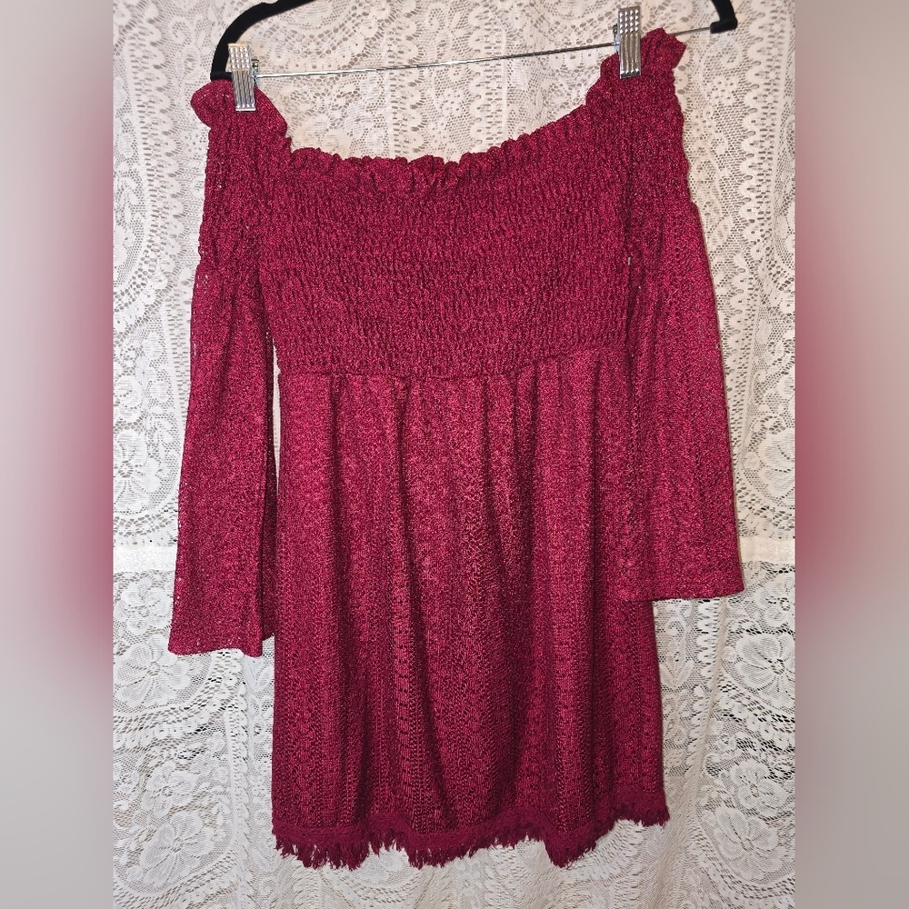 Flying Tomato Womens Strapless Dress Medium Flair Sleeve Crochet